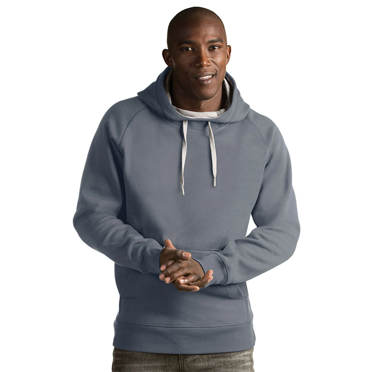 Antigua Men's Grey Heather Victory Pullover Hoodie 3 Antigua Men's Grey Heather Victory Pullover Hoodie