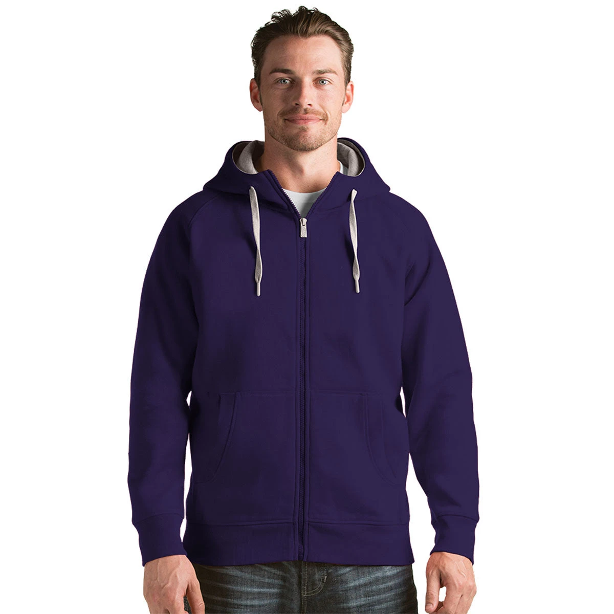 Antigua Men's Dark Purple Victory Full Zip Hoodie 3 Antigua Men's Dark Purple Victory Full Zip Hoodie