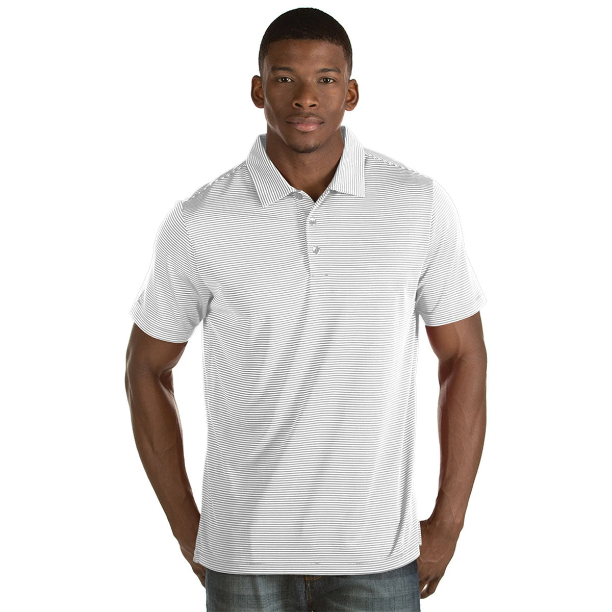 Antigua Men's White/Silver Quest Polo 3 Antigua Men's White/Silver Quest Polo