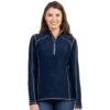 Antigua Women's Navy/Steel Tempo Fine Stripe Quarter Zip