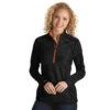 Antigua Women's Black/Mango Tempo Quarter Zip -Antigua 101305 673 HTF