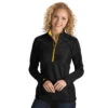 Antigua Women's Black/Gold Tempo Fine Stripe Quarter Zip -Antigua 101305 918 HTF