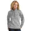 Antigua Women's Light Grey Heather Fortune Quarter Zip -Antigua 101306 425 HTF