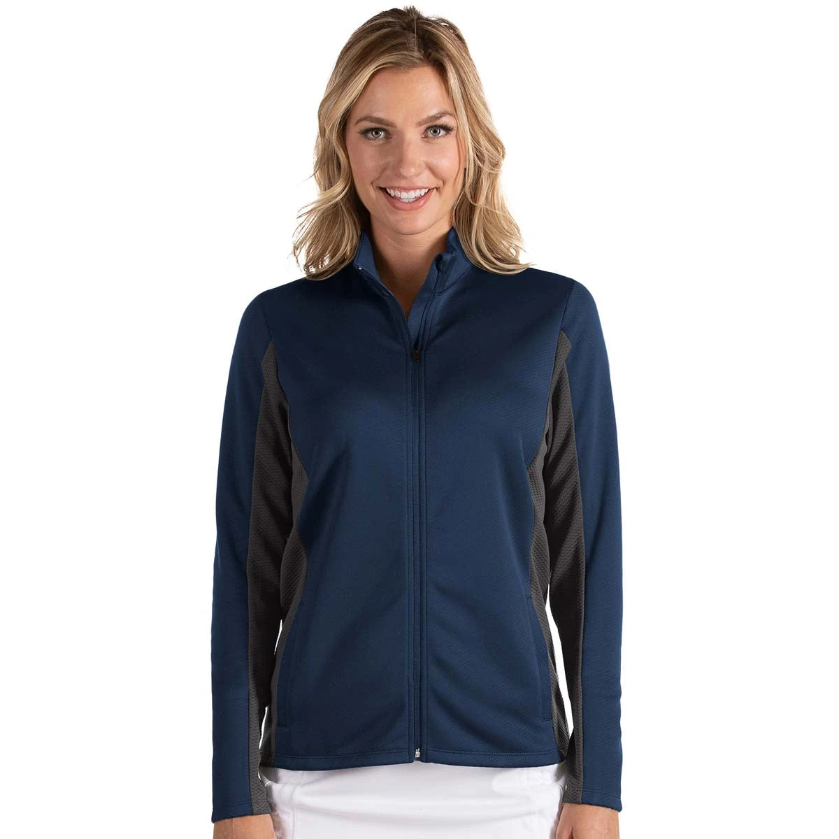 Antigua Women's Navy/Smoke Passage Full Zip 3 Antigua Women's Navy/Smoke Passage Full Zip