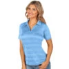 Antigua Women's Columbia Blue Multi Compass Short Sleeve Polo Shirt -Antigua 104365 Columbia Blue Multi HTF