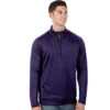 Antigua Men's Dark Purple/Carbon Genereation Quarter Zip Up -Antigua 104366 Dark Purple Carbon HTF