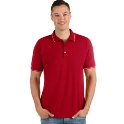 Antigua Men's Dark Red/White Affluent Polo