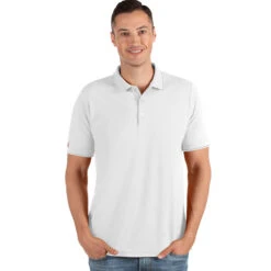 Antigua Men's White/Silver Affluent Polo