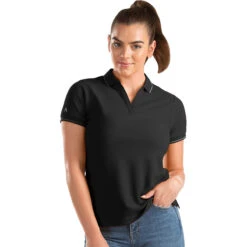 Antigua Women's Black/Silver Affluent Polo
