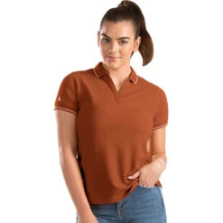 Antigua Women's Burnt Orange/White Affluent Polo