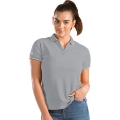 Antigua Women's Grey Heather/White Affluent Polo