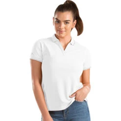 Antigua Women's White/Silver Affluent Polo