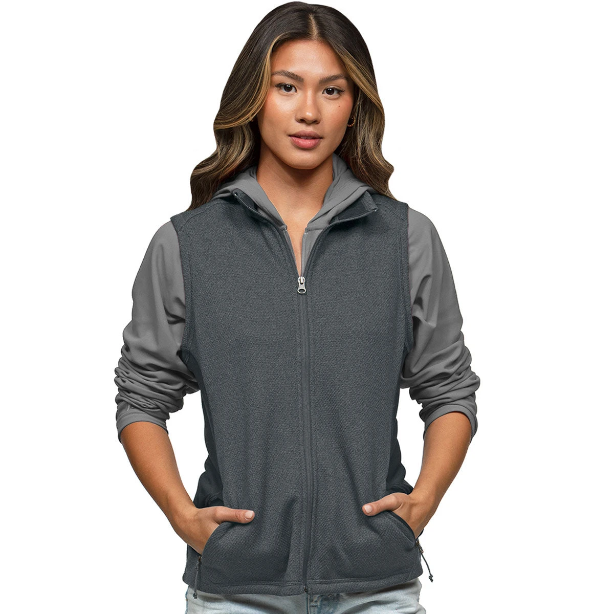 Antigua Women's Charcoal Heather Multi Course Vest 3 Antigua Women's Charcoal Heather Multi Course Vest