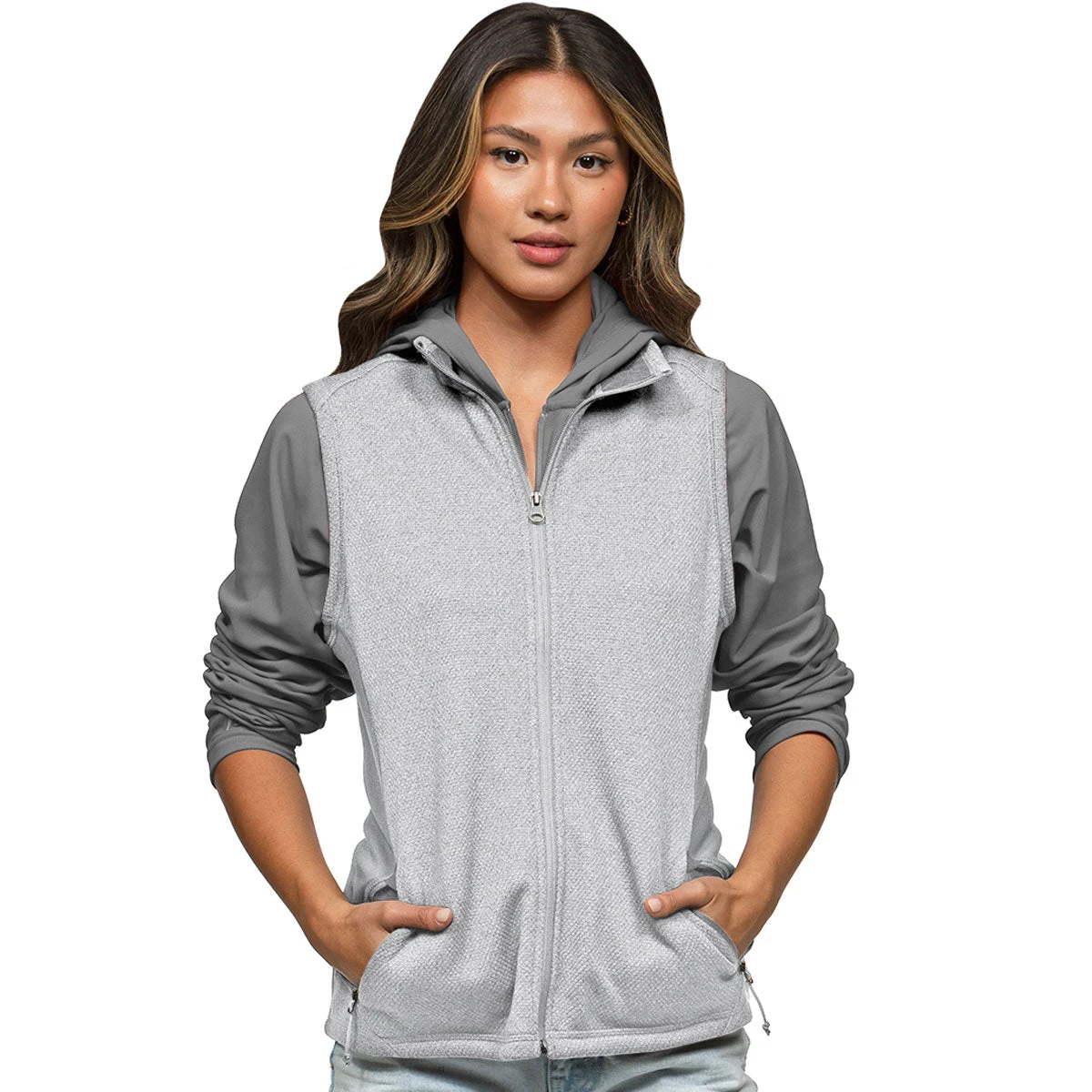 Antigua Women's Light Grey Heather Multi Course Vest 3 Antigua Women's Light Grey Heather Multi Course Vest