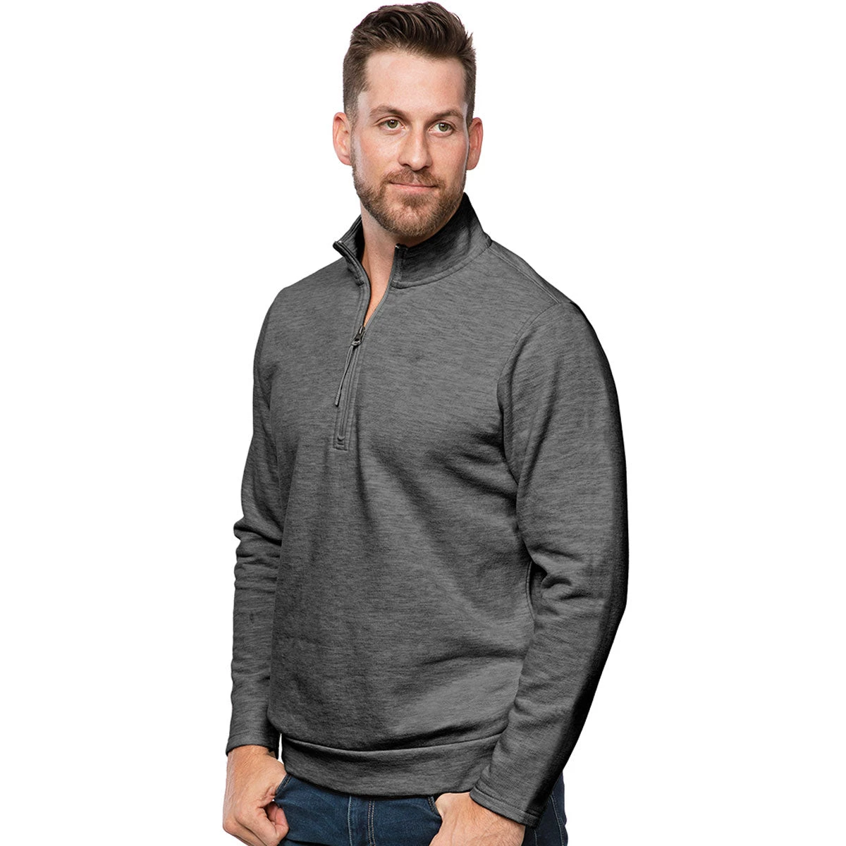 Antigua Men's Black Heather Gambit Pullover 3 Antigua Men's Black Heather Gambit Pullover